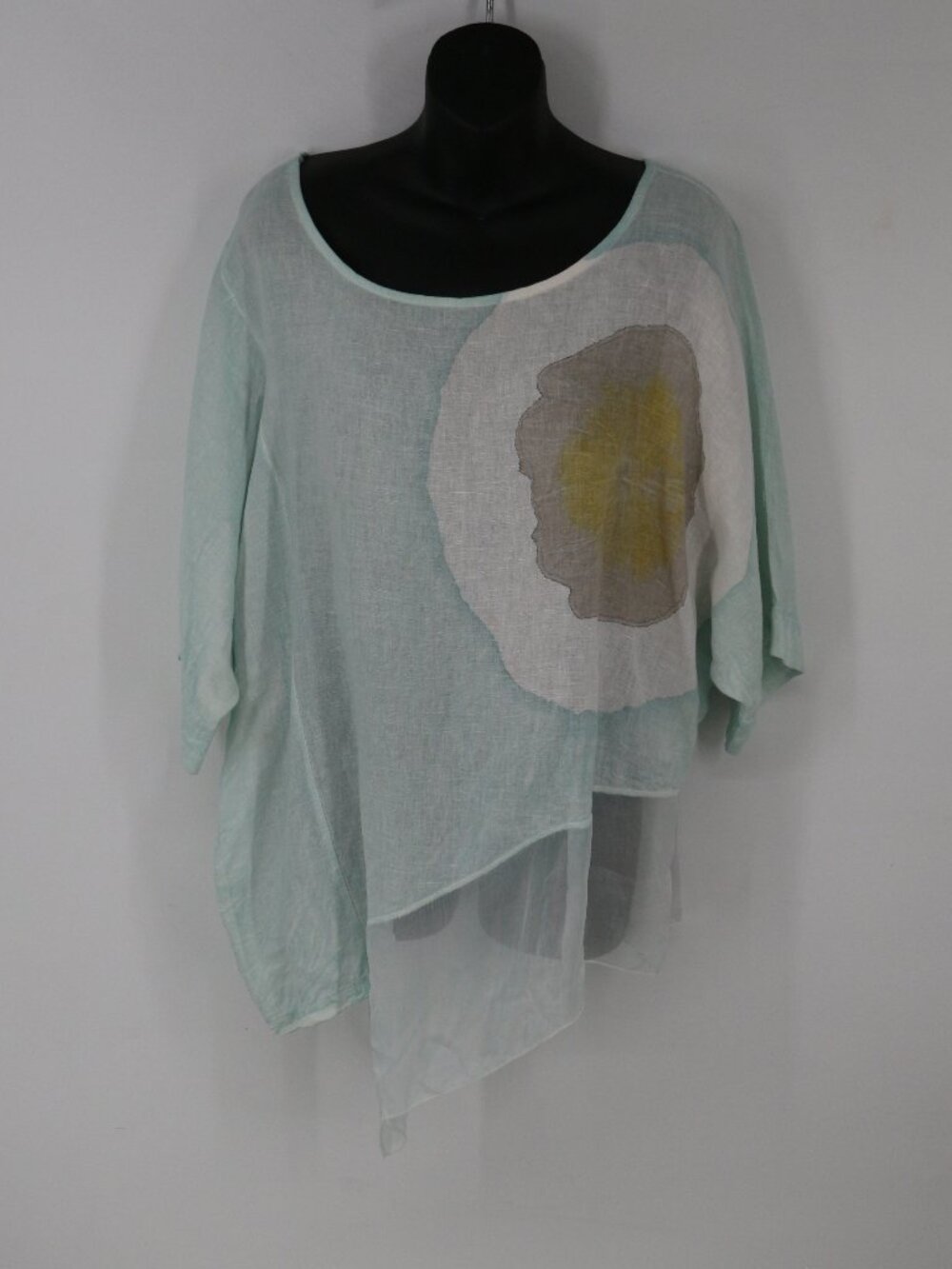 Belle France Linen Silk Top Women S Yellow White Ombre Asymmetric Made in Italy